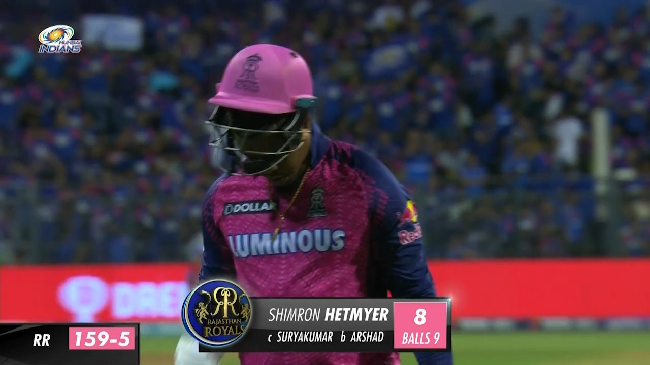 M42: MI vs RR – Shimron Hetmyer Wicket background