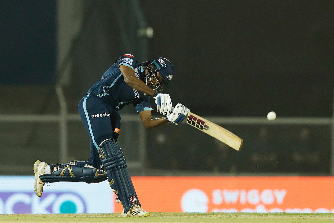 Sai Sudharsan's stylish six over Pollard's head