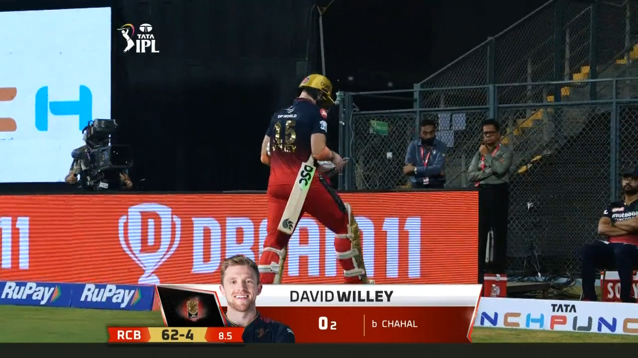 M13: RR vs RCB – David Willey Wicket