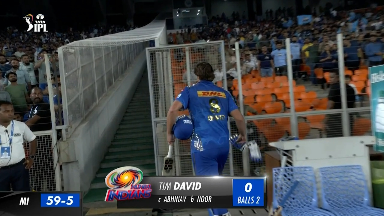 M35: GT vs MI – Tim David Wicket background
