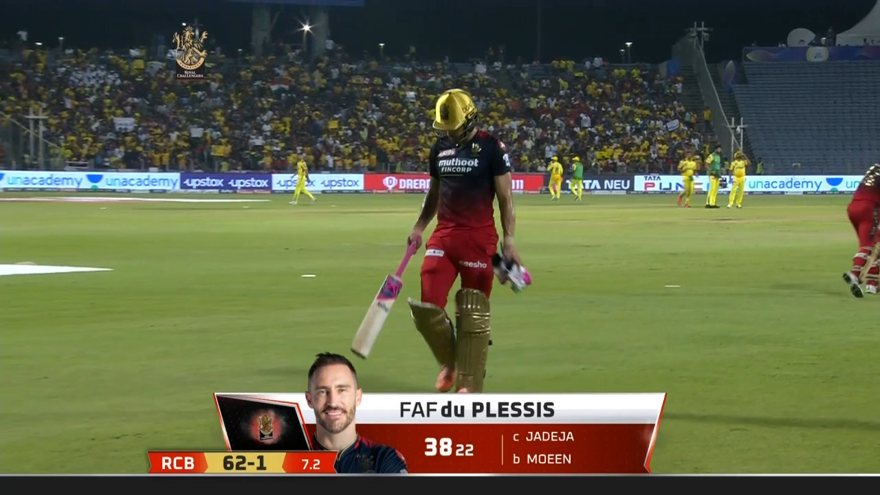M49: RCB vs CSK – Faf Du Plessis Wicket