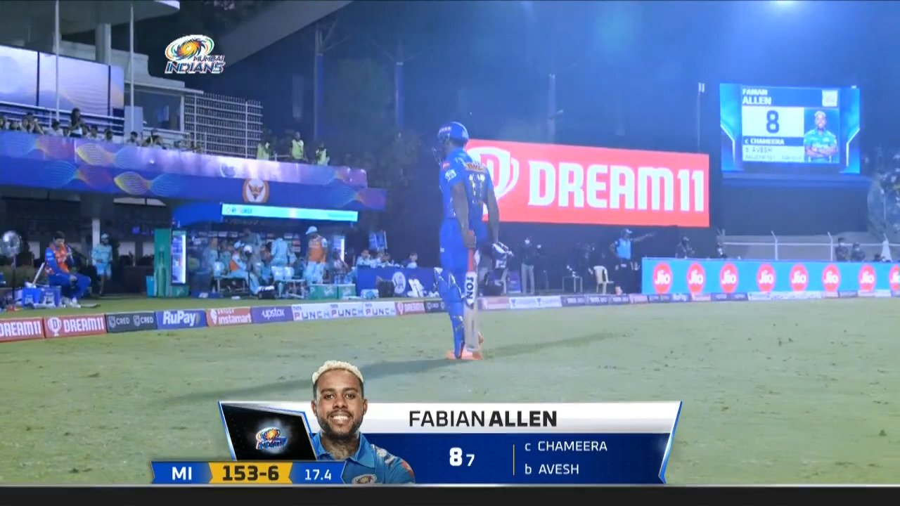 M26: MI vs LSG – Fabian Allen Wicket background