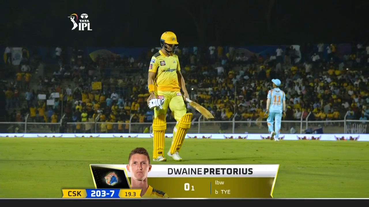 M07: LSG vs CSK – Dwaine Pretorius Wicket background