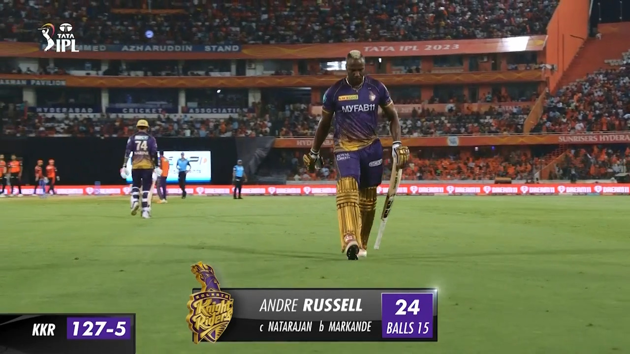 M47: SRH vs KKR – Andre Russell Wicket