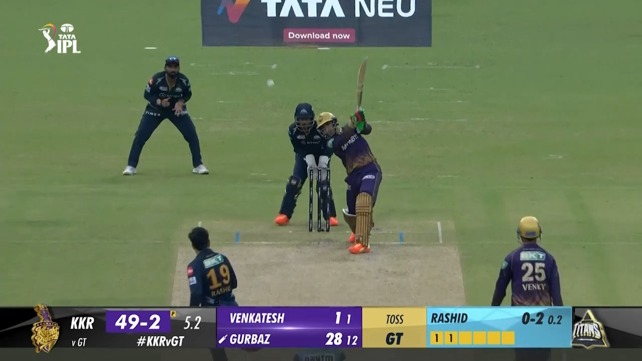 M39: KKR vs GT – Rahmanullah Gurbaz Six background