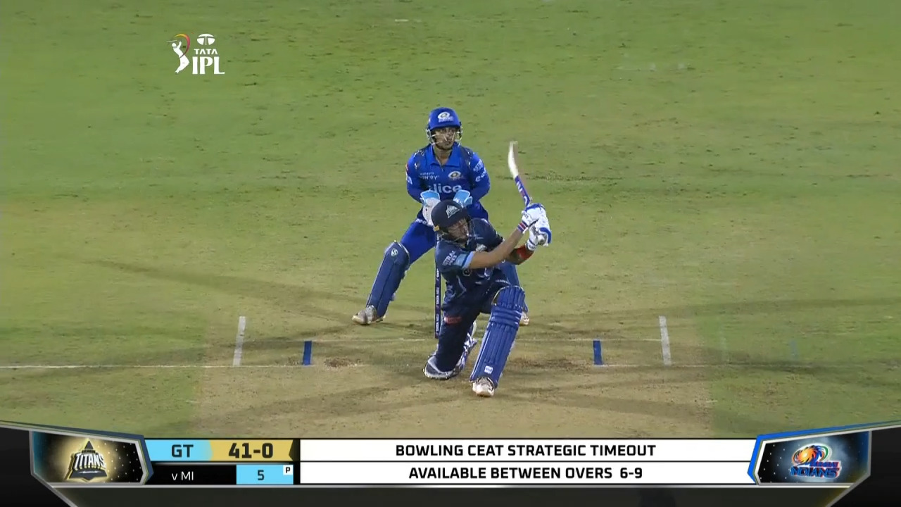 M51: GT vs MI – Shubman Gill Six background