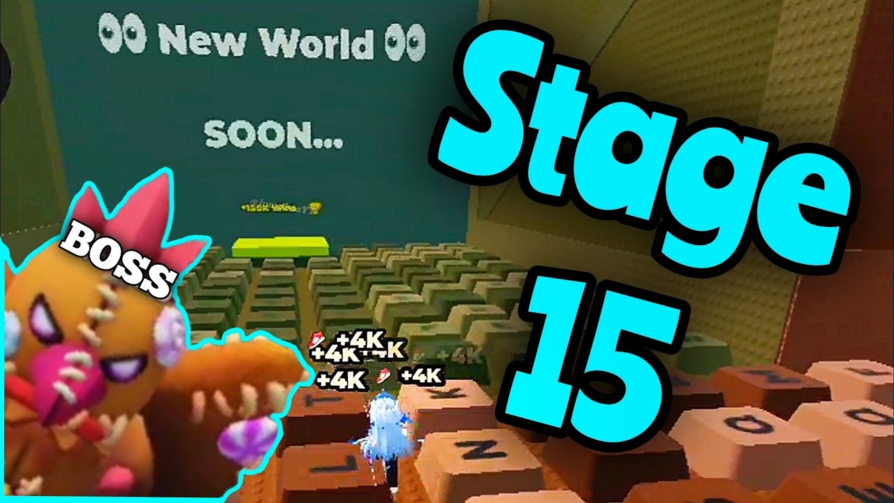 World 1 - HOW TO BEAT new Stage 15 and Boss ☠️ +1 Speed Keyboard Escape Roblox background