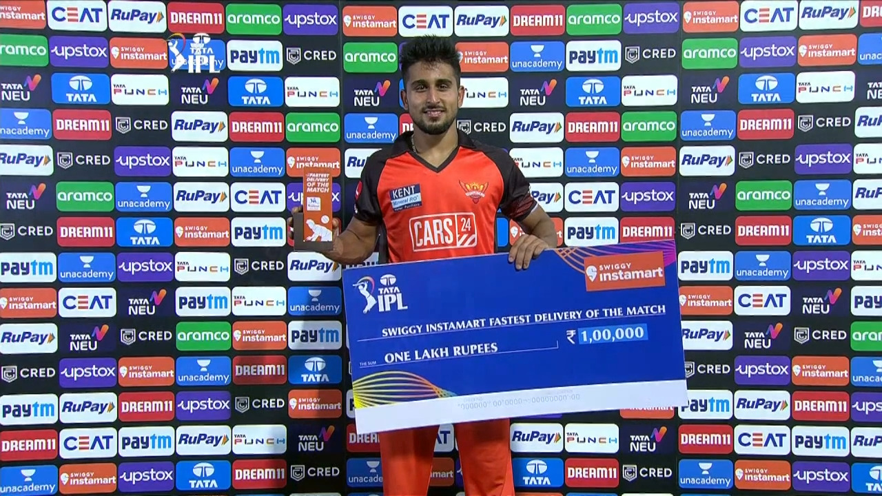 M65: MI vs SRH – Swiggy Instamart Fastest Delivery of the Match – Umran Malik