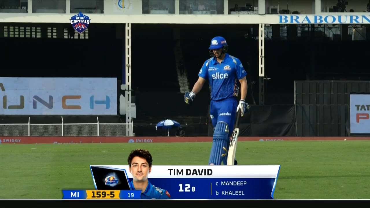 M02: DC vs MI – Tim David Wicket