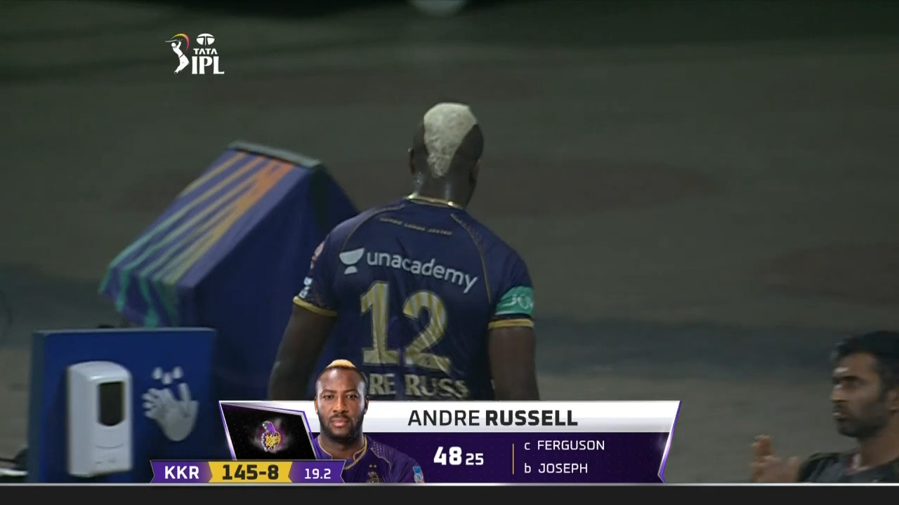 M35: KKR vs GT – Andre Russell Wicket background