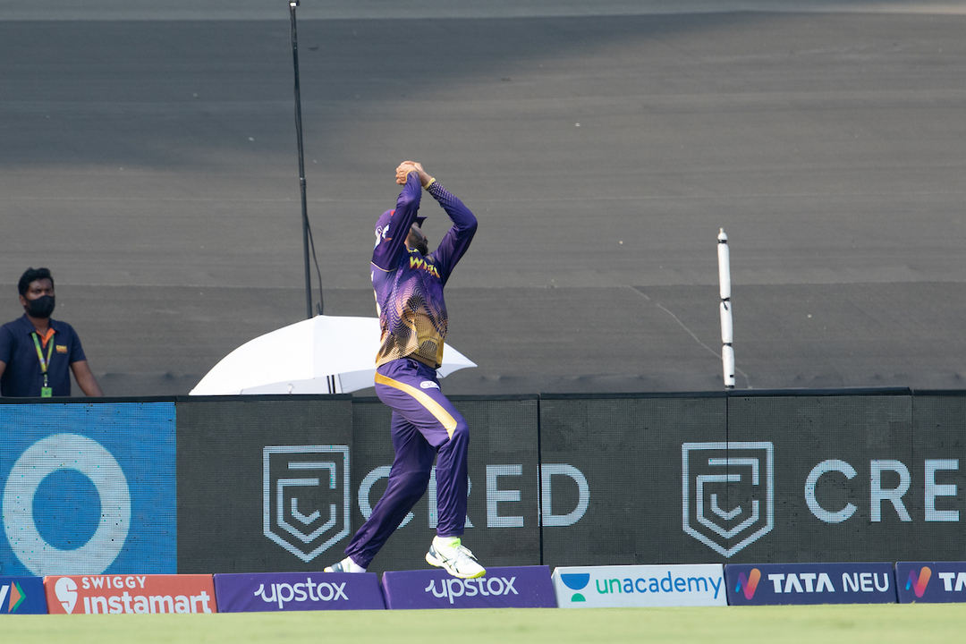 Over the rope: Venkatesh Iyer catches one, almost - SIX for Miller