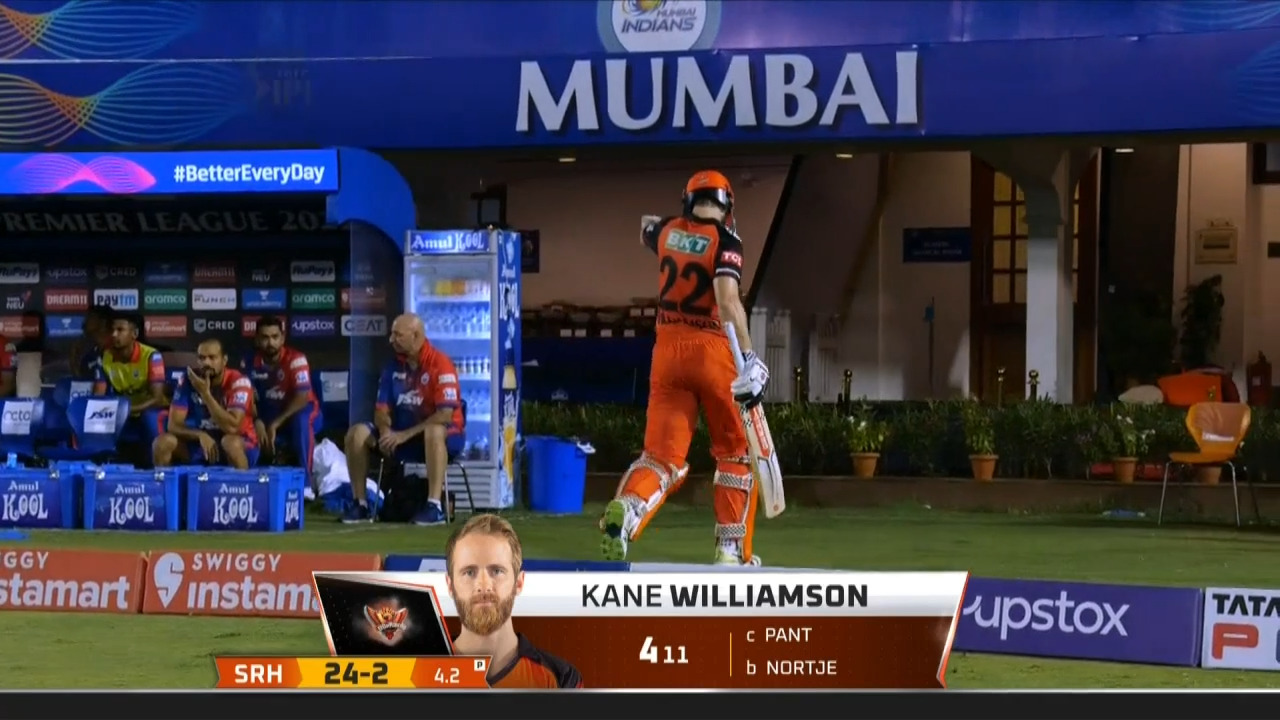 M50: DC vs SRH – Kane Williamson Wicket background