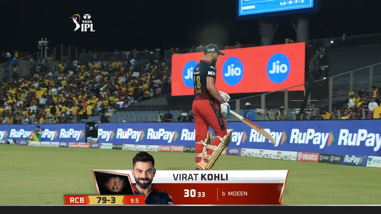 M49: RCB vs CSK – Virat Kohli Wicket background