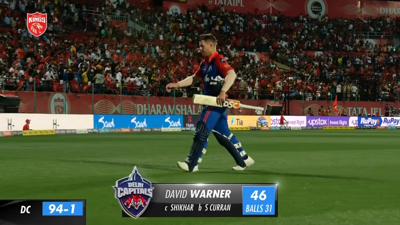 M64: PBKS vs DC – David Warner Wicket