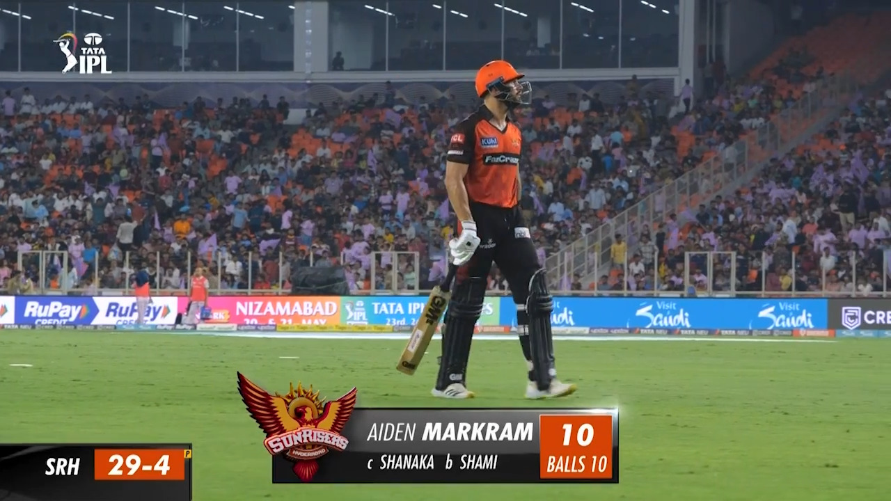 M62: GT vs SRH – Aiden Markram Wicket