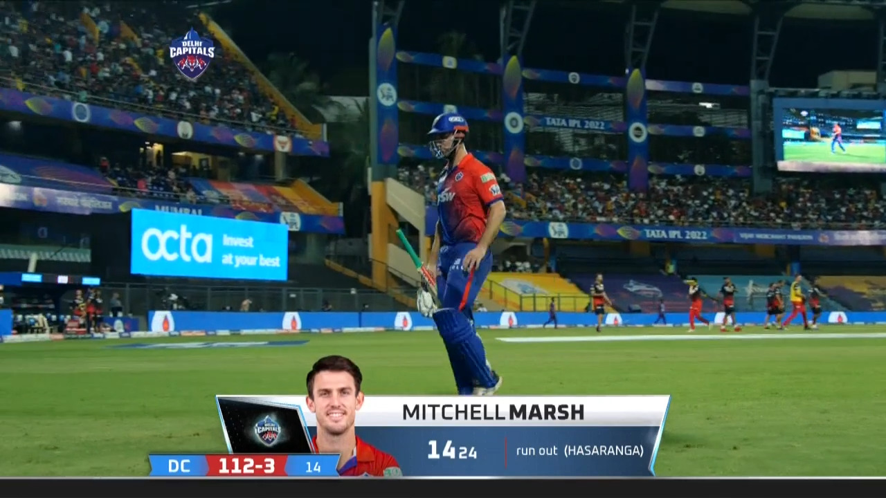 M27: DC vs RCB – Mitchell Marsh Wicket background