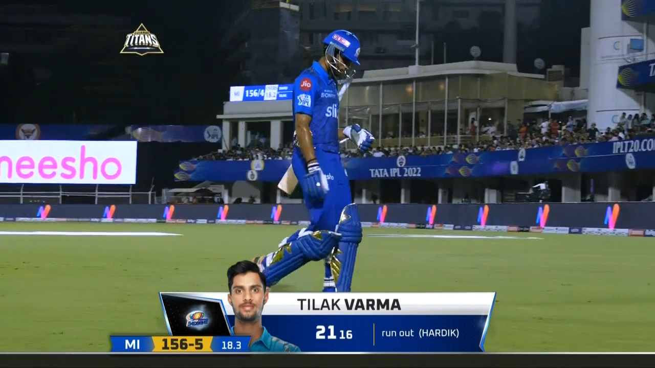 M51: GT vs MI – Tilak Varma Wicket