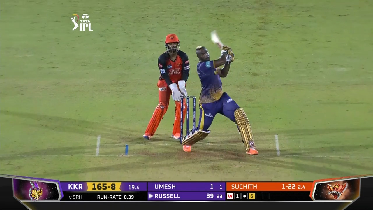 M25: SRH vs KKR – Andre Russell Six background