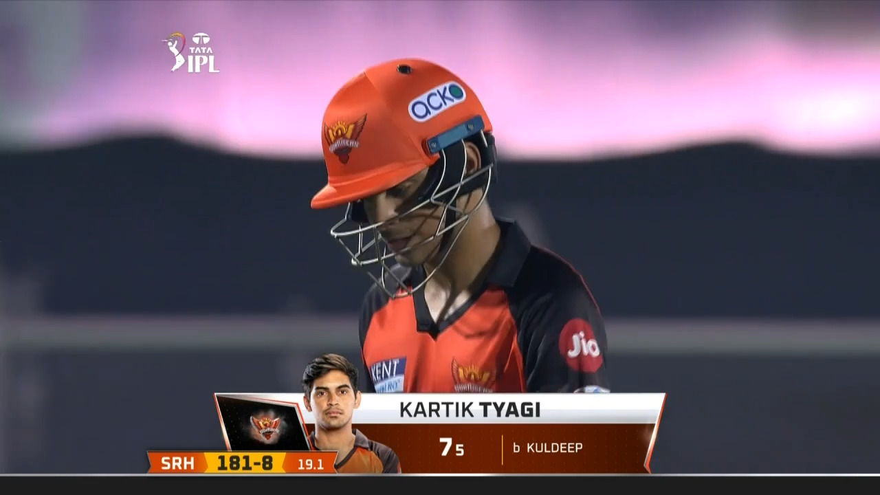 M50: DC vs SRH – Kartik Tyagi Wicket