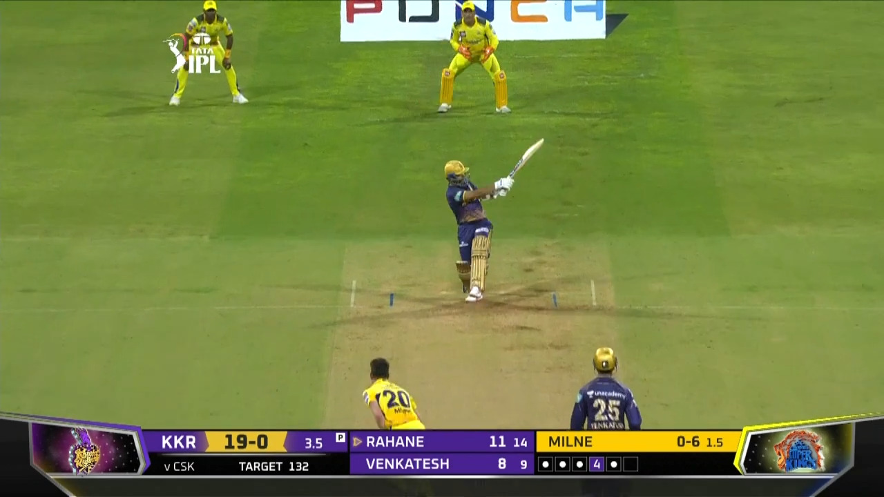 M01: CSK vs KKR – Ajinkya Rahane Six