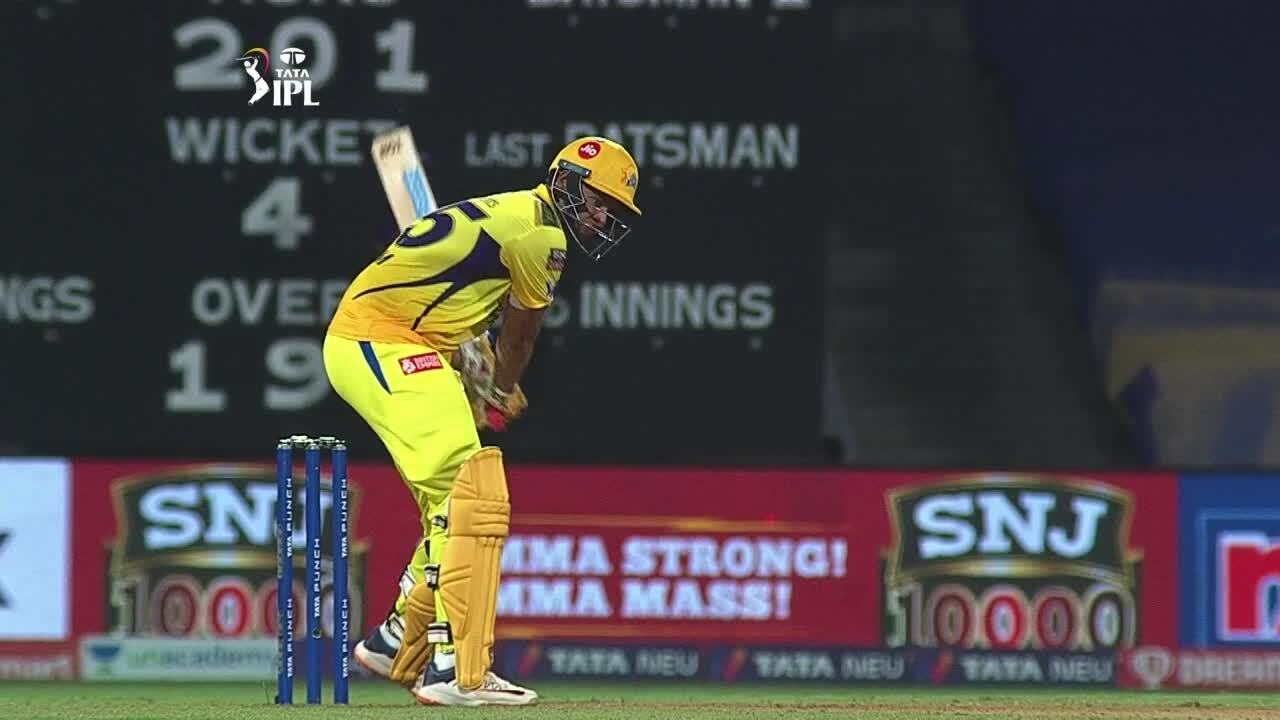 M22: CSK vs RCB – Shivam Dube Six background