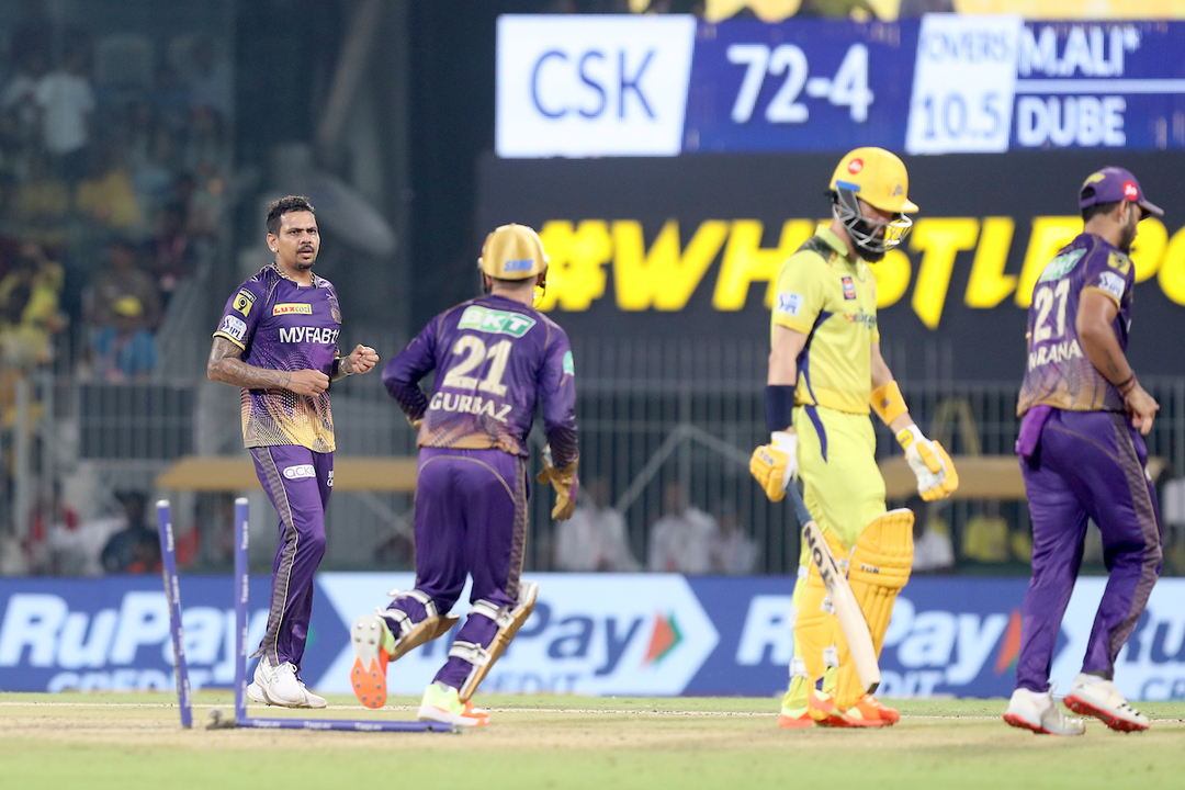 Sounds of timber: Narine castles Rayudu, Moeen in same over