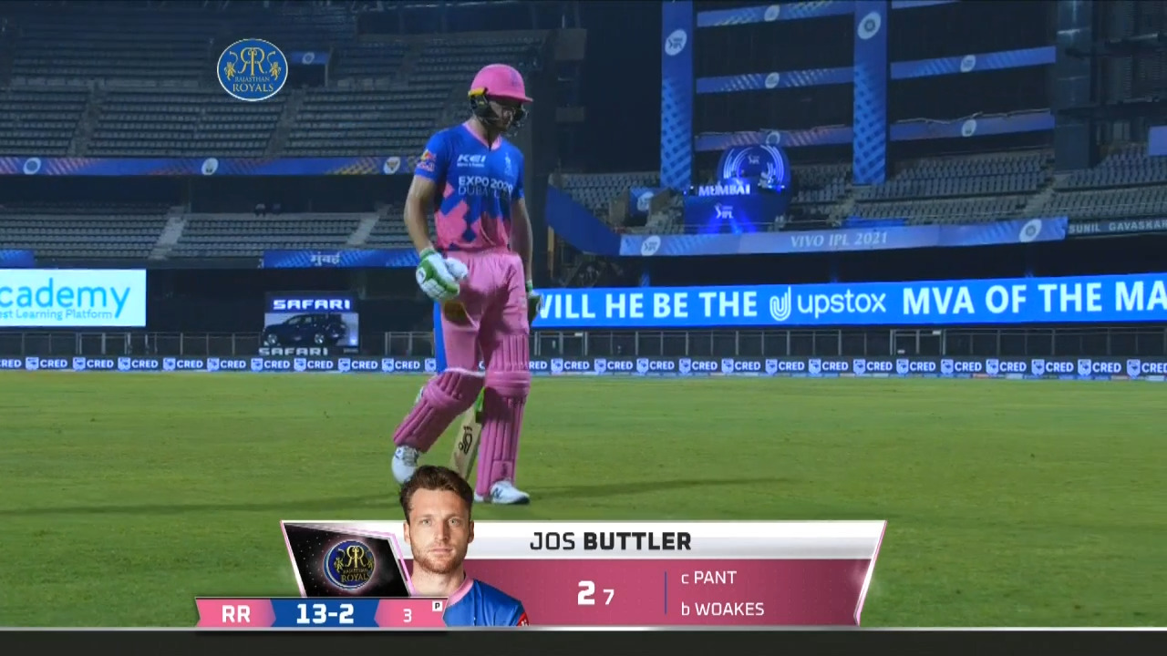 M07: RR vs DC – Jos Buttler Wicket