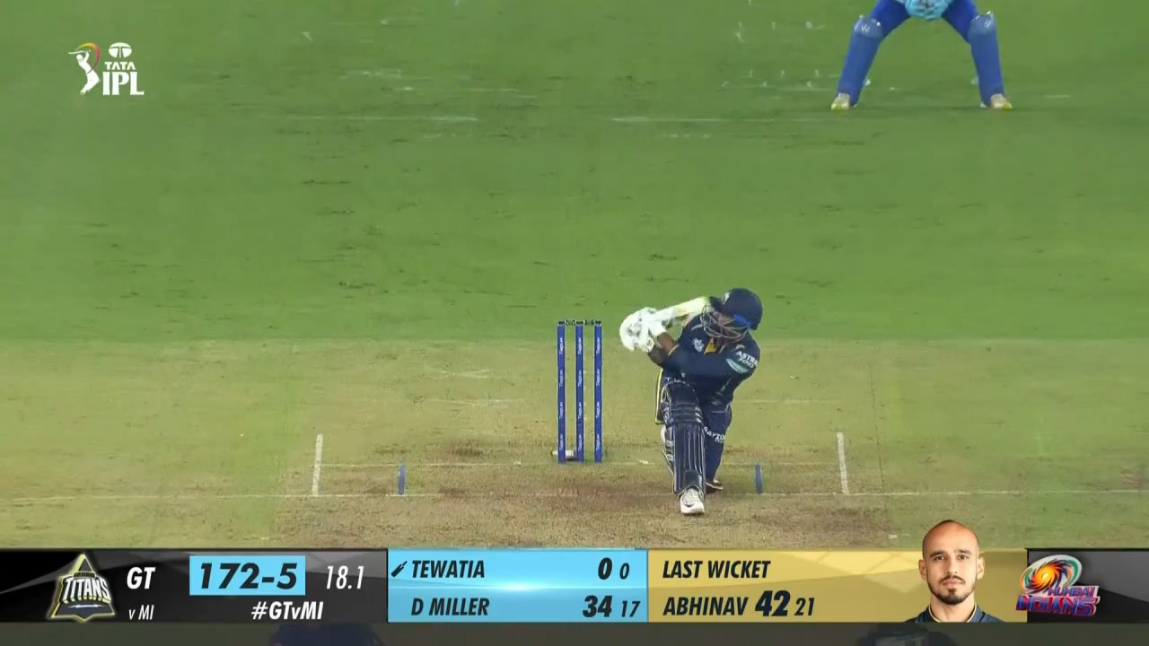 M35: GT vs MI – Rahul Tewatia Six background