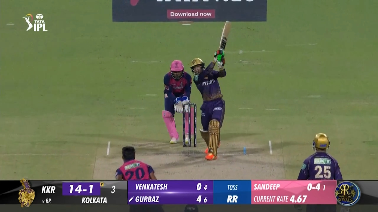 M56: KKR vs RR – Rahmanullah Gurbaz Six