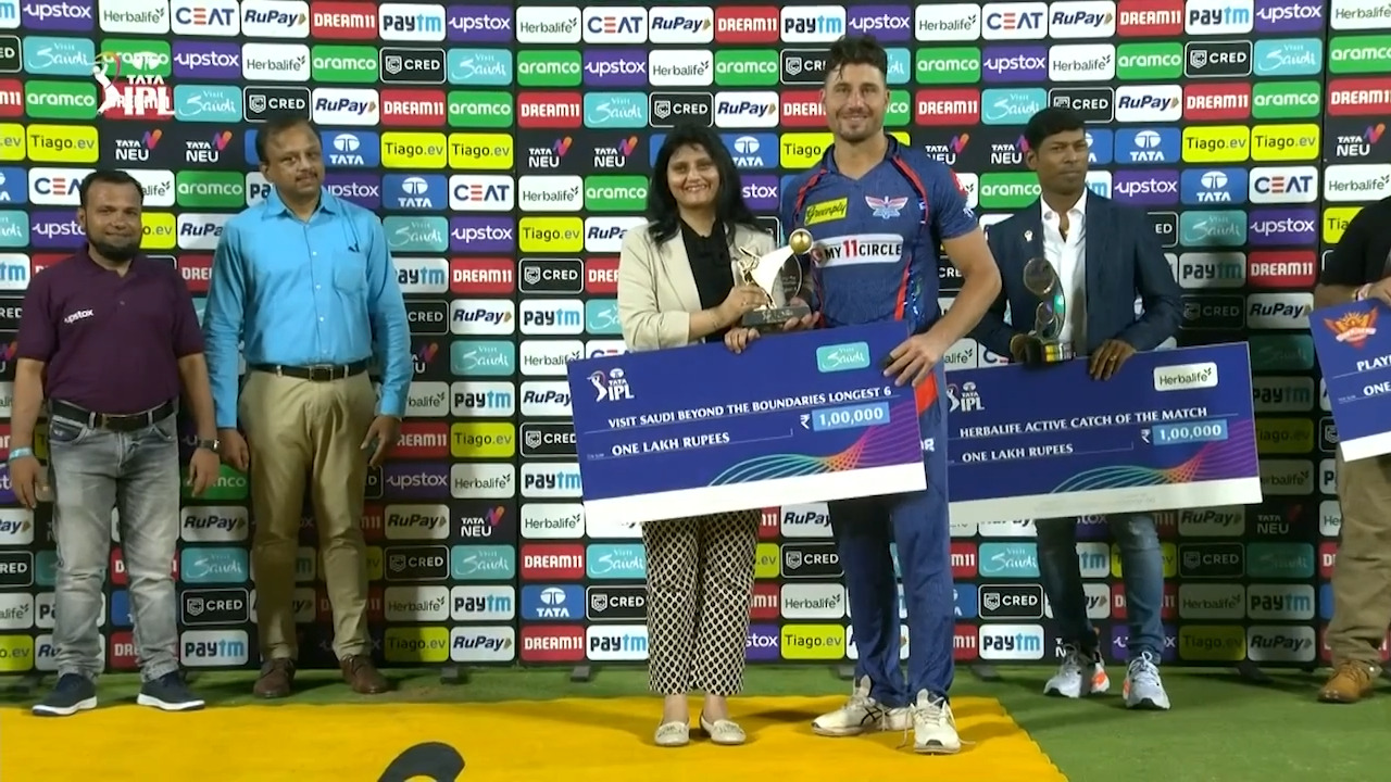 M58: SRH vs LSG – Visit Saudi Beyond the Boundaries Longest 6 of the Match – Marcus Stoinis