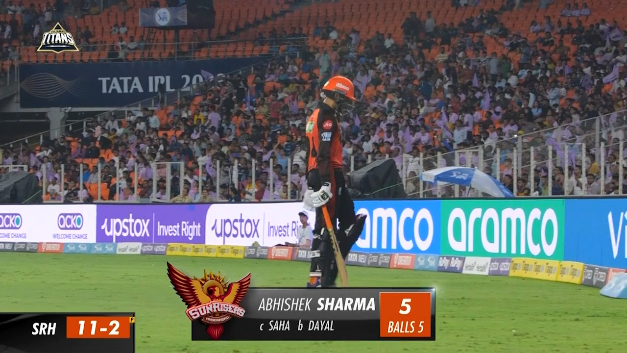 M62: GT vs SRH – Abhishek Sharma Wicket