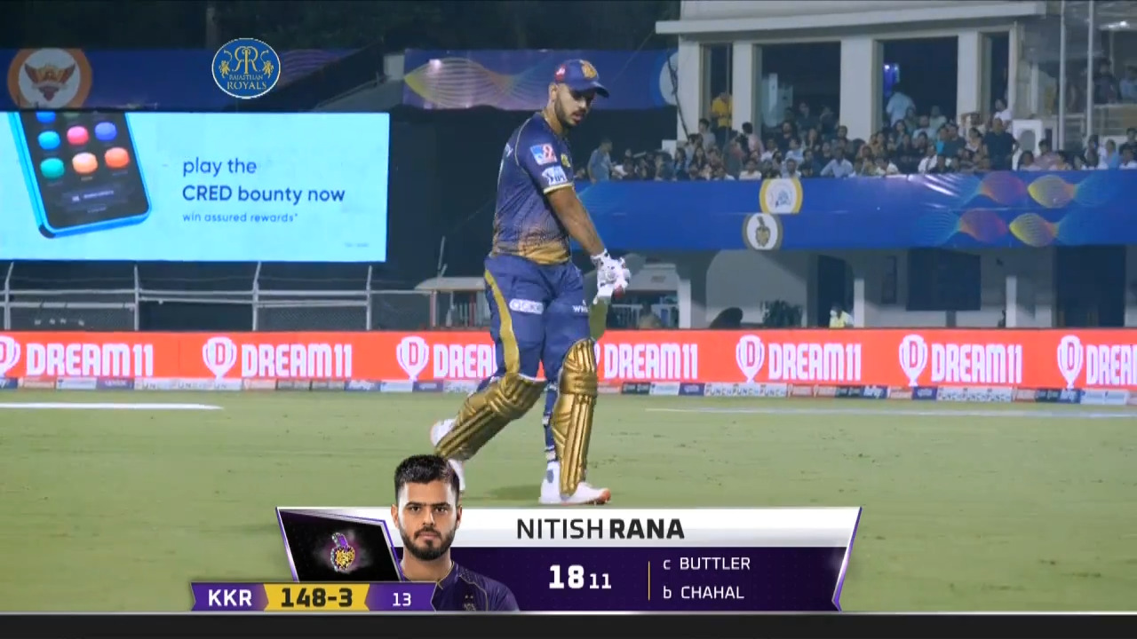 M30: RR vs KKR – Nitish Rana Wicket