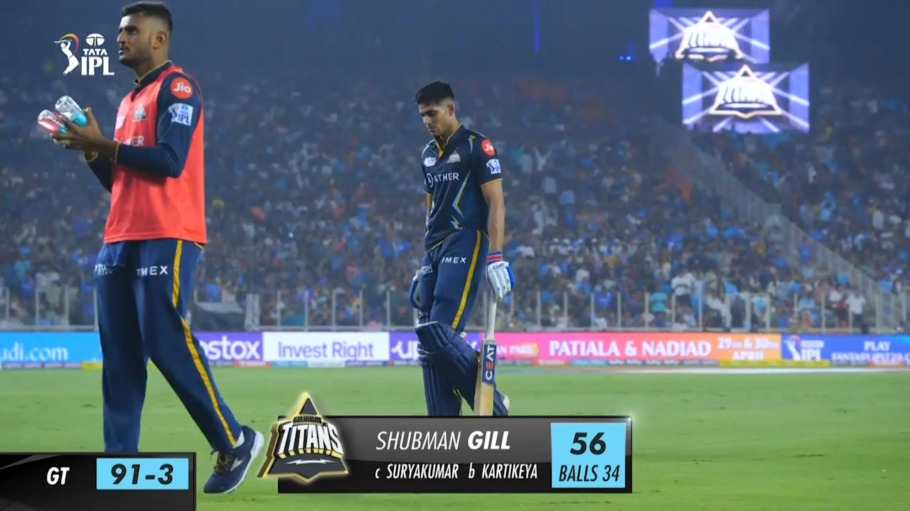 M35: GT vs MI – Shubman Gill Wicket