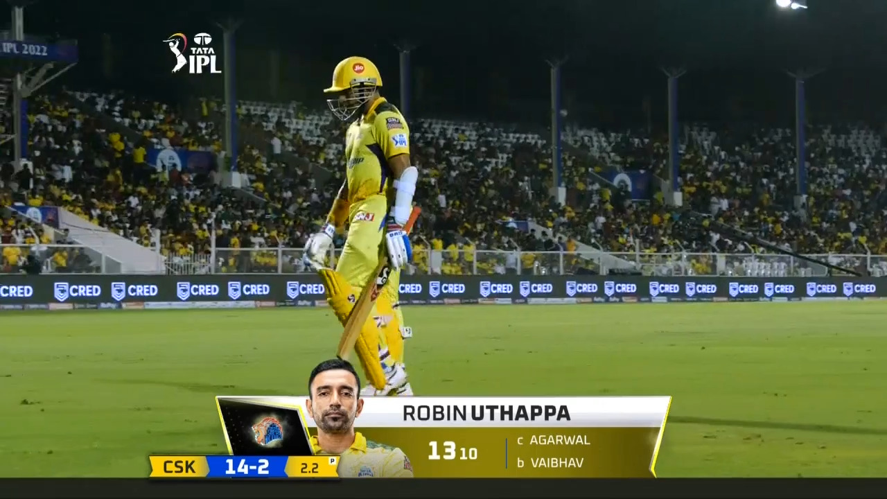 M11: CSK vs PBKS – Robin Uthappa Wicket