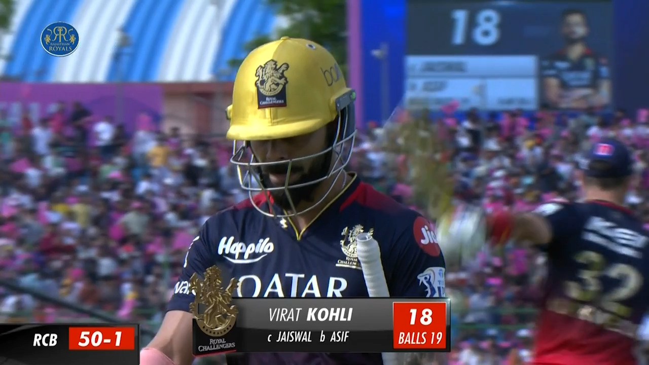 M60: RR vs RCB – Virat Kohli Wicket background