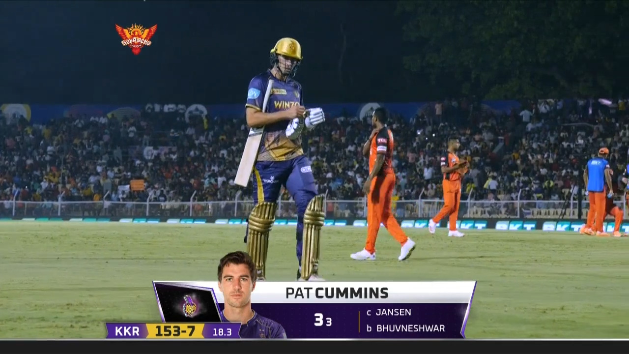 M25: SRH vs KKR – Pat Cummins Wicket