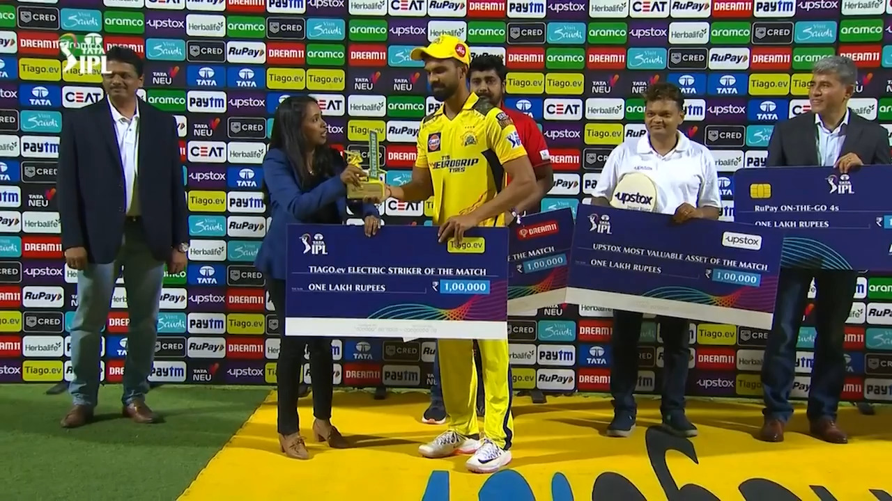 M49: CSK vs MI – TIAGO.ev Electric Striker of the Match – Ruturaj Gaikwad backdrop