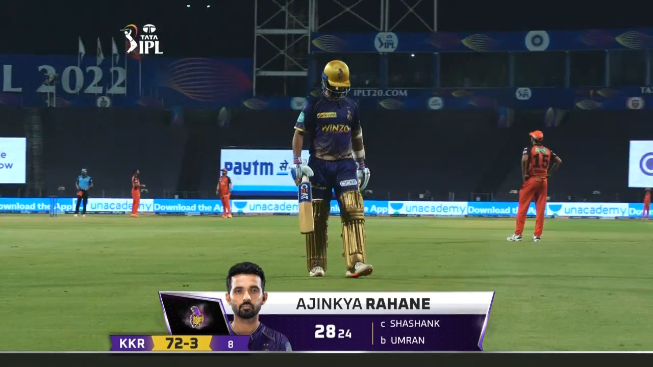 M61: KKR vs SRH – Ajinkya Rahane Wicket background