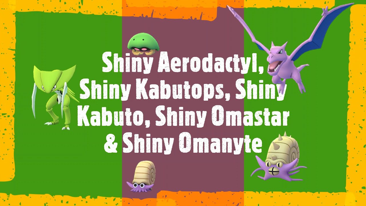 Shiny Aerodactyl, Kabutops, Kabuto, Omastar & Omanyte - Pokémon Let's Go Shiny Series background