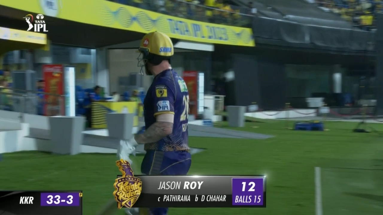 M61: CSK vs KKR – Jason Roy Wicket background
