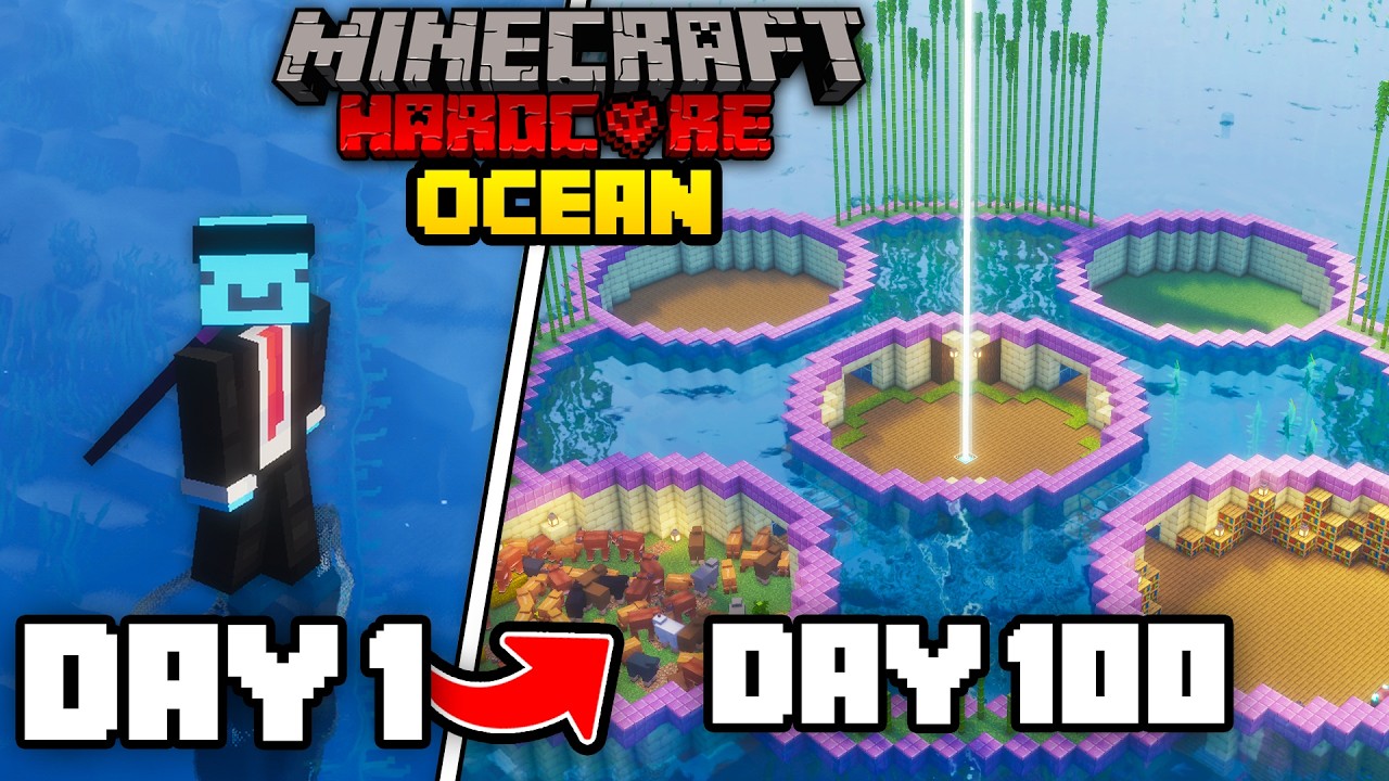 I Survived 100 Days in an OCEAN ONLY WORLD in Minecraft Hardcore