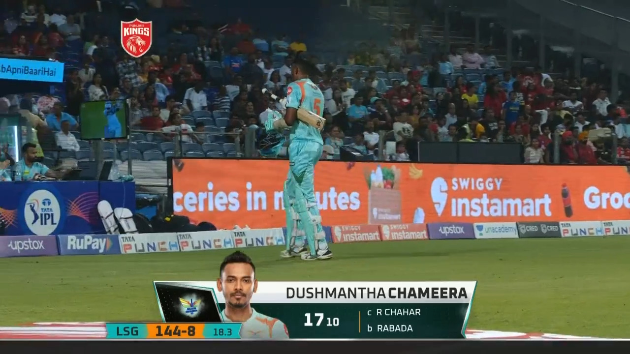 M42: PBKS vs LSG – Dushmantha Chameera Wicket
