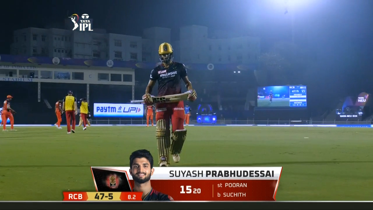 M36: RCB vs SRH – Suyash S Prabhudessai Wicket
