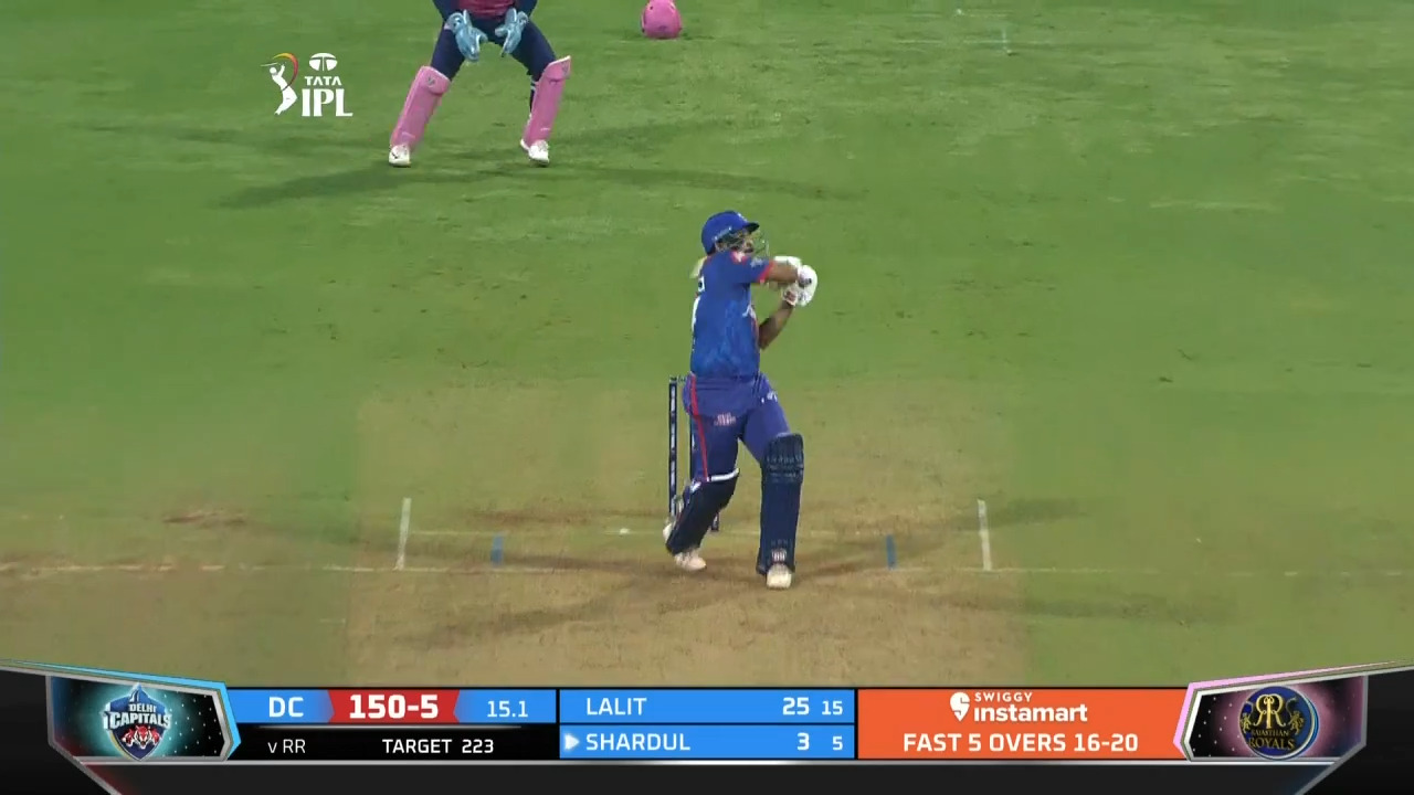 M34: DC vs RR – Shardul Thakur Six background