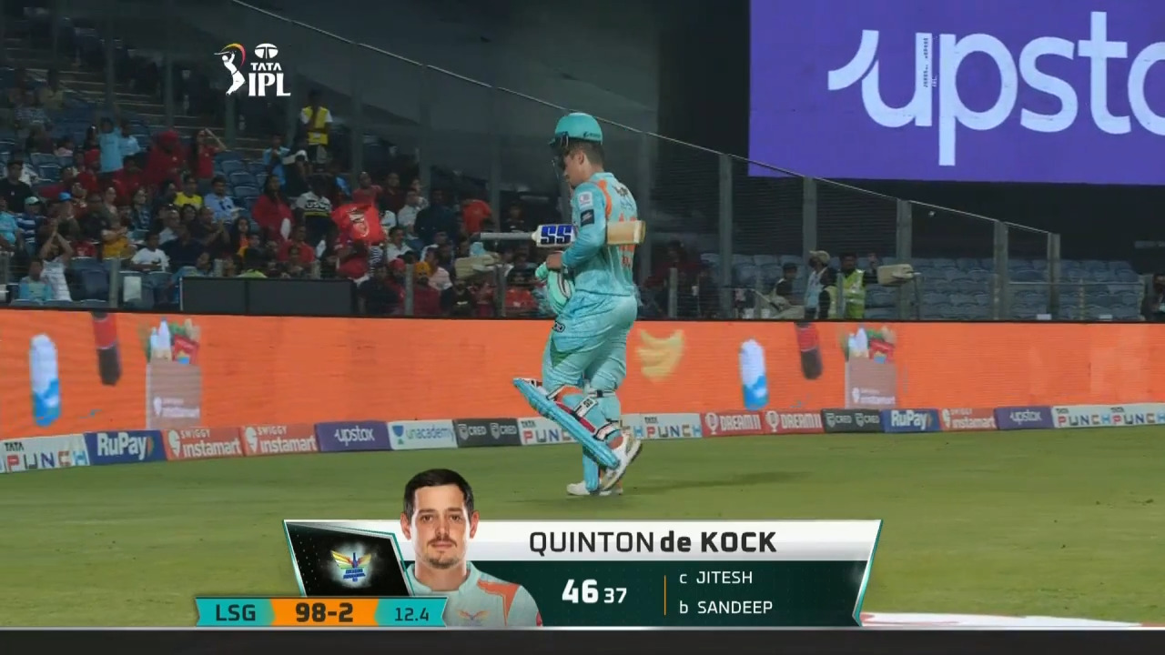 M42: PBKS vs LSG – Quinton De Kock Wicket