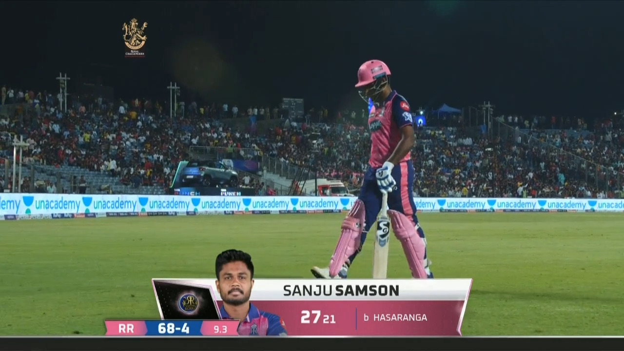 M39: RCB vs RR – Sanju Samson Wicket