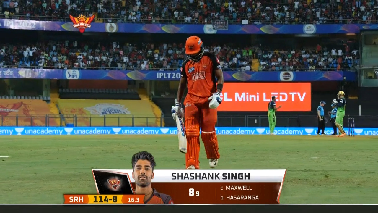 M54: SRH vs RCB – Shashank Singh Wicket