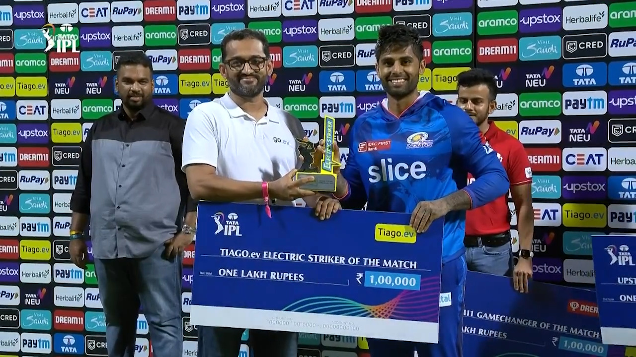 M54: MI vs RCB – TIAGO.ev Electric Striker of the Match – Suryakumar Yadav