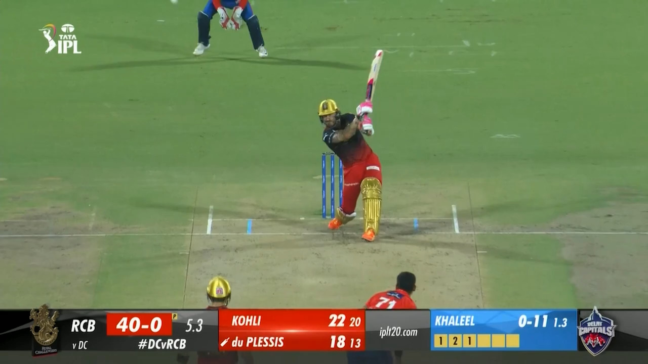 M50: DC vs RCB – Faf Du Plessis Six background