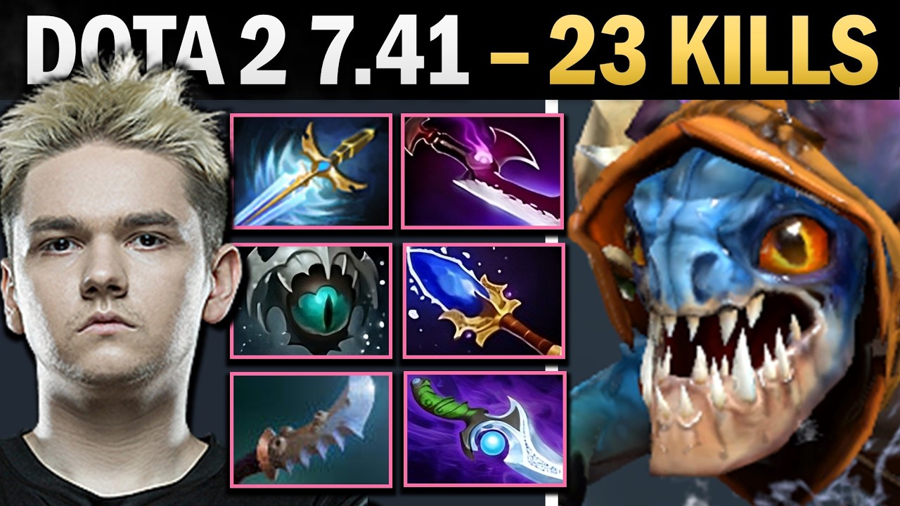 Slark Dota 2 7.41 with 23 Kills and Aghanims - Dota 2 Gameplay